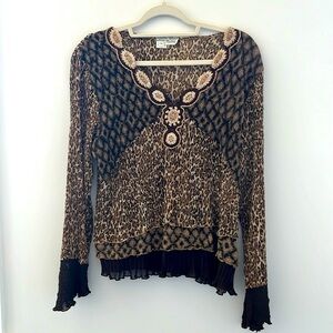 Alberto Makali  boho leopard print shirt size XL